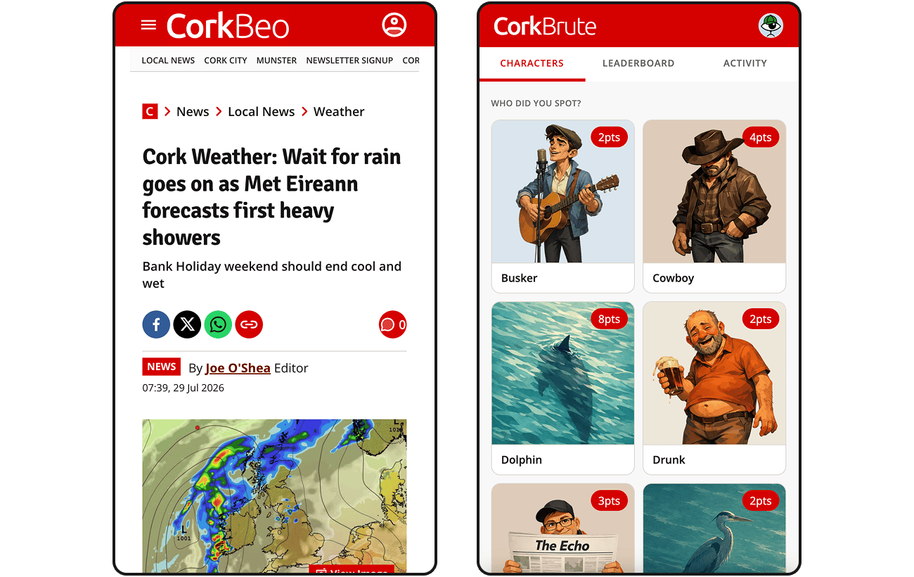 CorkBeo's red masthead logo next to CorkBrute's own, matching its type and colors