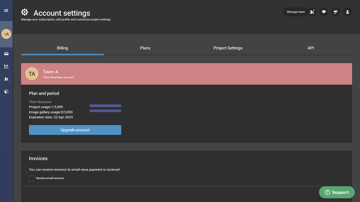 Infogram billing page before the redesign
